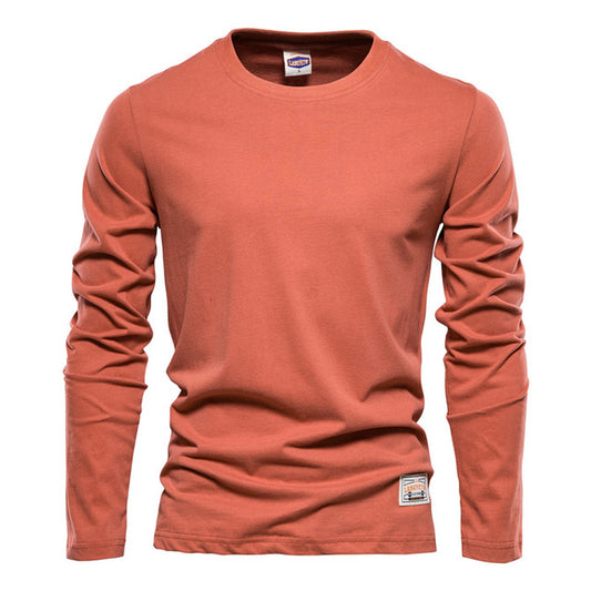 Camisa Casual de Algodón Manga Larga Color Sólido para Hombre