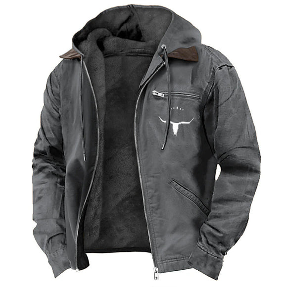 Jaqueta Masculina Retrô Casual com Capuz