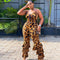 Jumpsuit Oversize para Mujer con Escote V en la Espalda y Estampado Leopardo Sexy