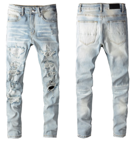 Jeans Skinny Ajustados con Algodón Elástico y Efecto Desgastado