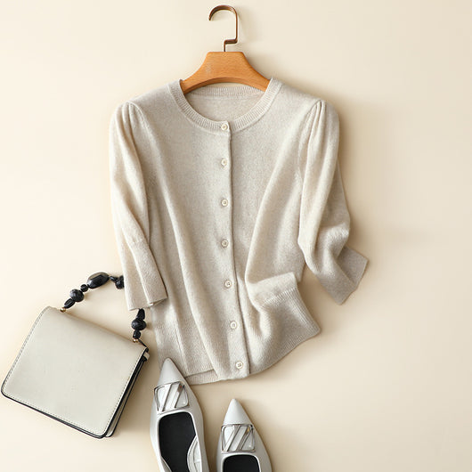 Cardigan Corto de Cachemir Puro con Cintura Alta para Mujer - Image 13