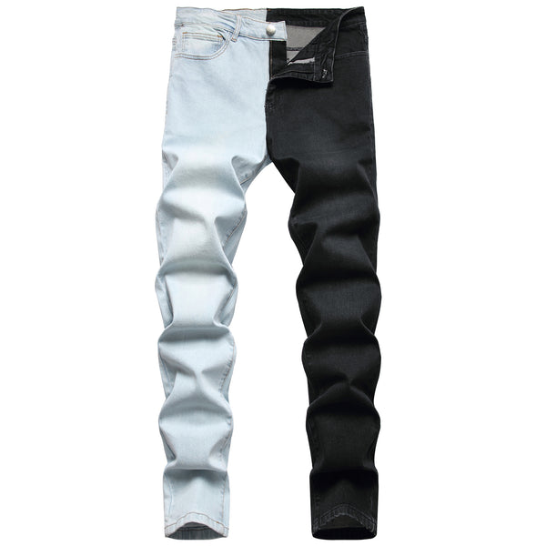 Jeans Stretch Bicolor con Costuras de Diseño para Hombre