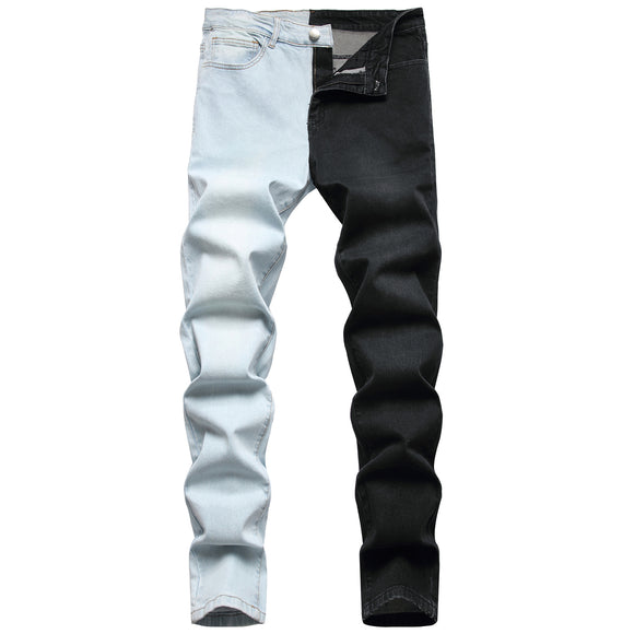 Jeans Stretch Bicolor con Costuras de Diseño para Hombre