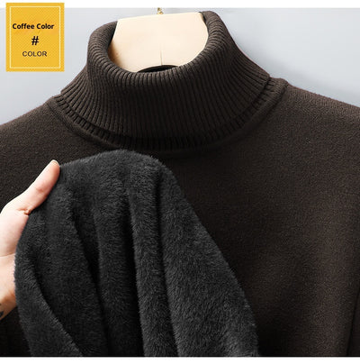 Suéter Cuello Alto Tejido Liso para Hombre con Detalles de Piel - Image 15