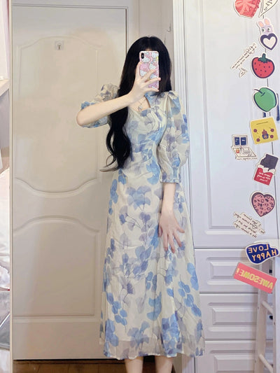 Vestido Floral de Chifón Diseño Francés Exclusivo para Mujer - Image 11