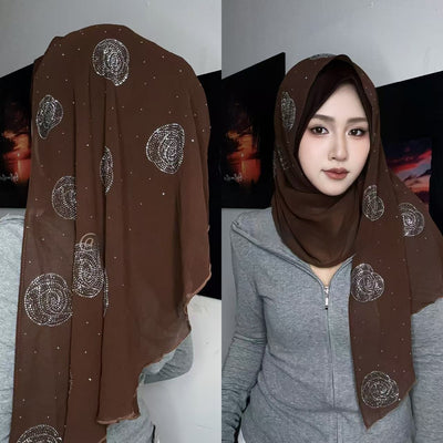 Pashmina Brillante con Cristales de Diamante Rosa - Image 8