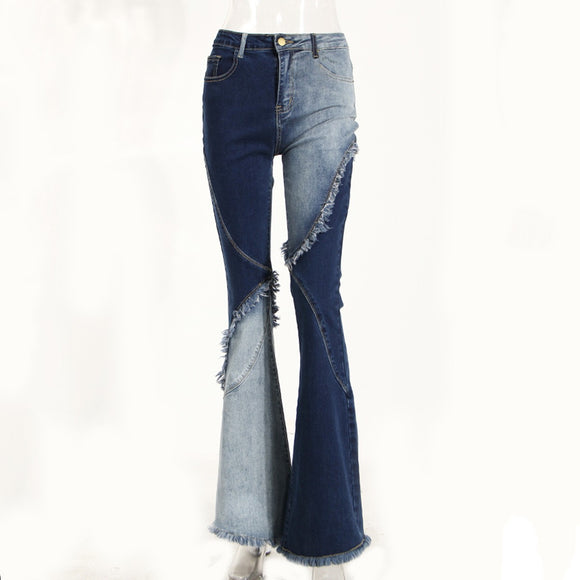 Jeans Geométricos de Cintura Alta con Efecto Reductor