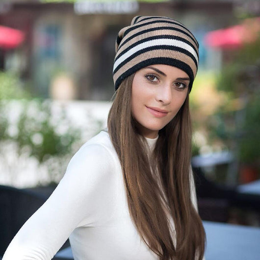 Gorro de Lana Tejido a Rayas para Mujer - Image 11