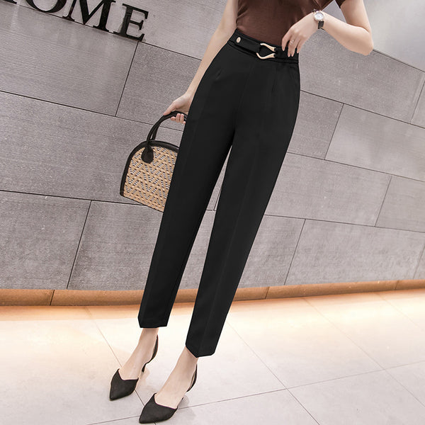 Pantalón Cropped Talle Alto Slim Fit Casual para Mujer - Primavera