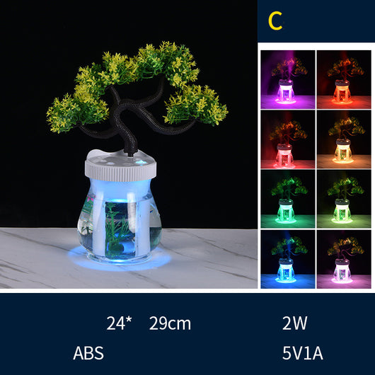 Creative desktop humidifier with artificial red roses, clear base, pink top, and color-changing LED light mist. - Image 6
