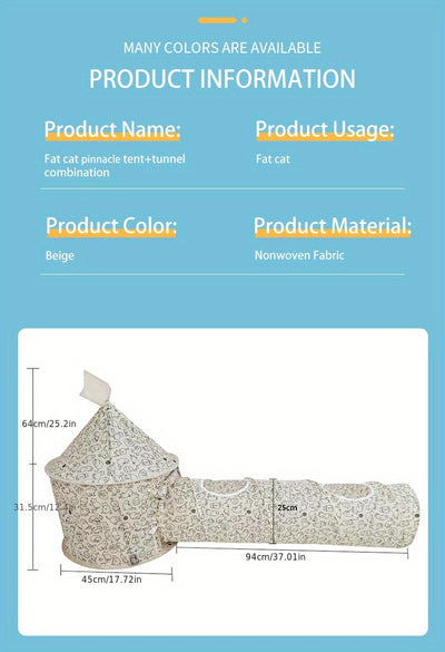 Casa Túnel para Gatos 4 Estaciones - Carpa Plegable Portátil con Túnel Extensible - Image 9
