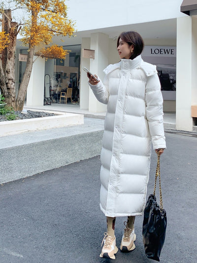 Abrigo Largo de Plumón Blanco para Mujer - Ultralarco Acolchado hasta las Rodillas - Image 2