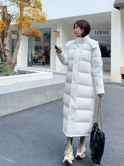 Abrigo Largo de Plumón Blanco para Mujer - Ultralarco Acolchado hasta las Rodillas - Image 2