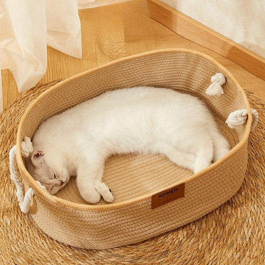 Nido para Gatos de Verano - Cesta Tejida Multiestación en Algodón y Lino - Image 3