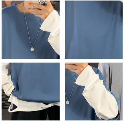Sudadera Falso Dos Piezas Hombre Tendencia Manga Larga Suelta - Image 7