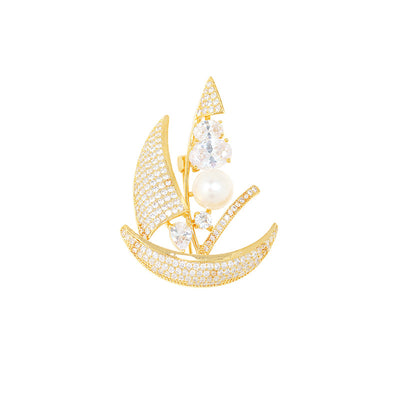 Broche Velero Náutico con Perlas de Concha y Oro Incrustado - Image 10