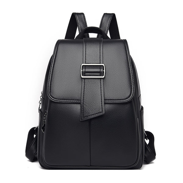 Mochila Casual de Cuero Suave con Cinturón Decorativo