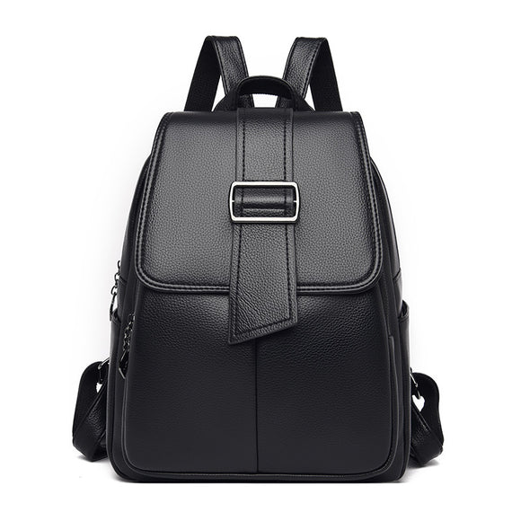 Mochila Casual de Cuero Suave con Cinturón Decorativo