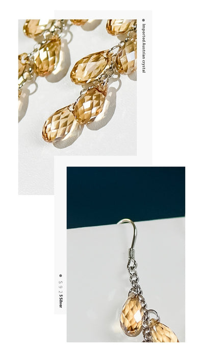 Aretes de Cristal con Aguja de Plata - Cortina de Cuentas Brillante - Image 14