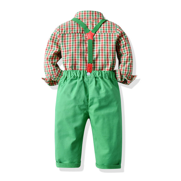 Conjunto Infantil: Camisa de Cuadros y Overol para Niño