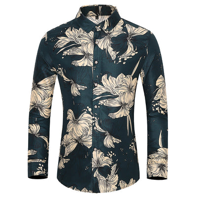 Camisa Estampada de Manga Larga para Hombre Talla Grande - Image 3
