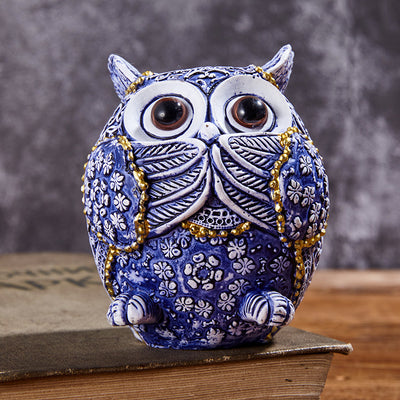 Búho Decorativo Azul y Blanco - Adorno Creativo para el Hogar