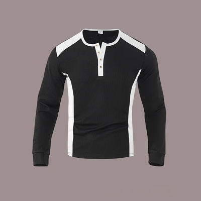 Sudadera Hombre Manga Larga Diseño Jacquard Patchwork Corte Holgado - Image 4