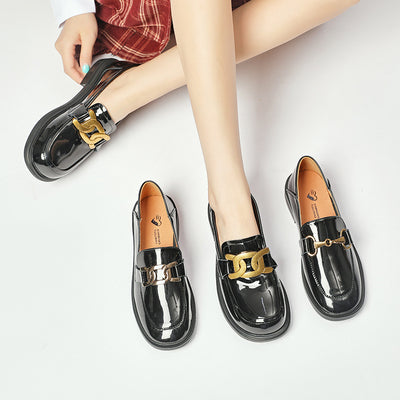 Mocasines Colegiales Minimalistas para Mujer - Diseño Clásico de Punta Redonda