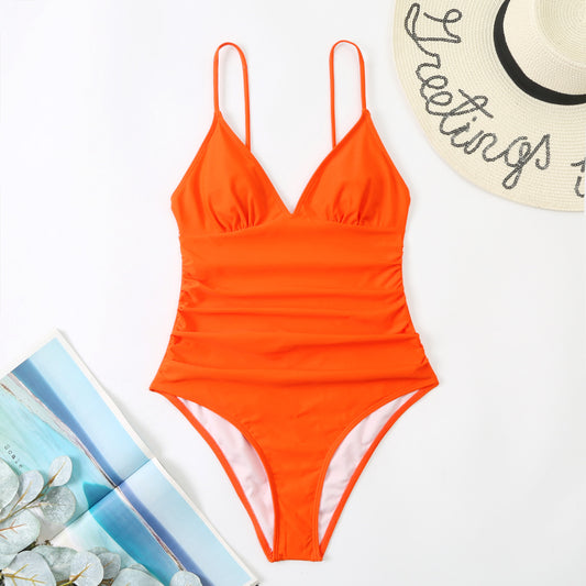 Traje de Baño Enterizo Amarillo Clásico con Halter Ajustable - Image 2