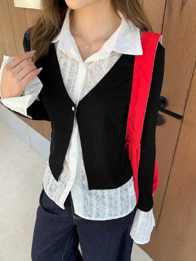 Blusa Falsa Dos Piezas de Manga Larga para Mujer - Image 24