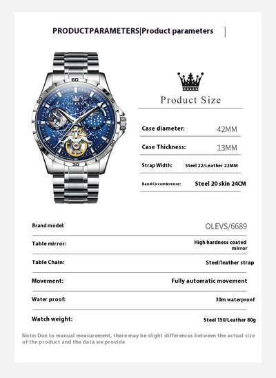 Reloj Mecánico Hueco Cielo Estrellado para Hombre Negocios Impermeable - Image 9