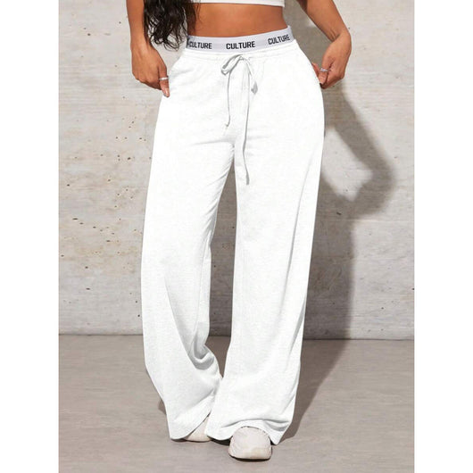 Pantalones Anchos Casual con Estampado de Letras para Mujer - Image 6