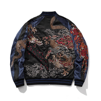 Chaqueta Beisbolera Hombre con Bordado de Dragón - Estilo Casual Reforzado - Image 7