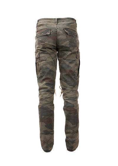 Jeans Camuflajeados Rotos con Detalles de Cuero y Diseño Desgastado - Image 3