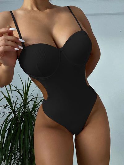 Traje de Baño Enterizo de Color Liso - Estilo Europeo y Americano - Image 21