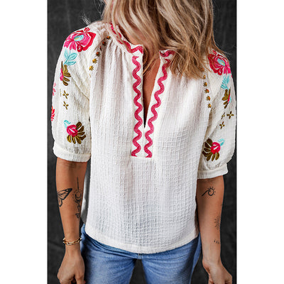 Blusa Casual Bordada en Chifón Multicolor - Estilo Primavera para Mujer - Image 2