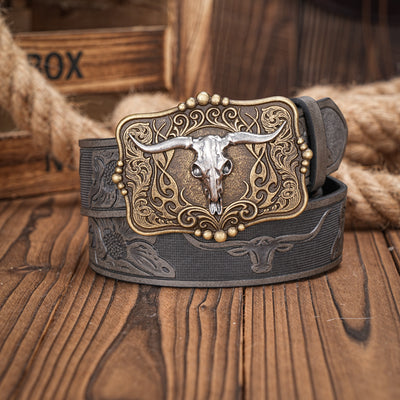 Cinturón de Cuero Marrón para Hombre Estilo Retro Grabado - Image 5