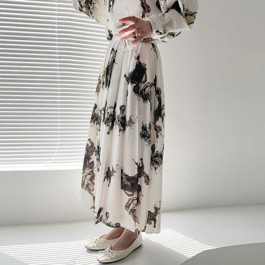 Conjunto Falda Alta con Blusa Estampado Tinta Artística - Image 8