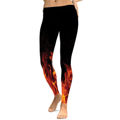 Leggings Deportivos Talle Grande Cintura Alta Estampado Flame Black - Image 7