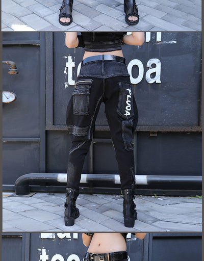 Pantalones Harem Denim Negro Mujer - Estilo Moderno y Cómodo - Image 7