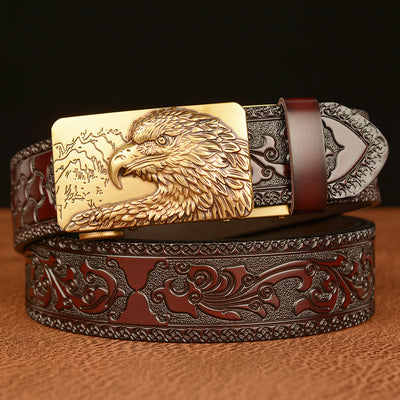 Cinturón de Cuero para Hombre con Hebilla Automática y Grabado Personalizado