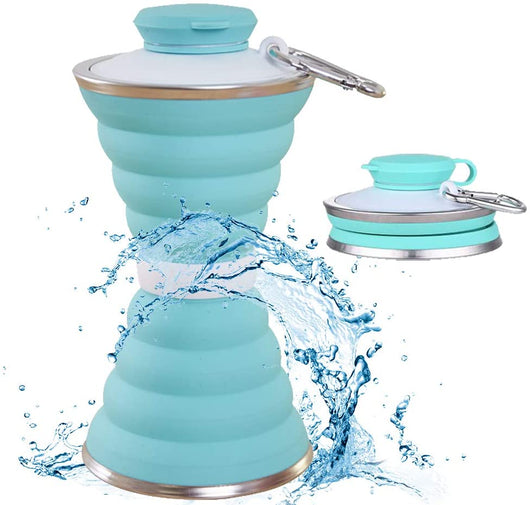 Botella de Agua Plegable de Silicona 500ML - Hermética, Portátil y Reutilizable