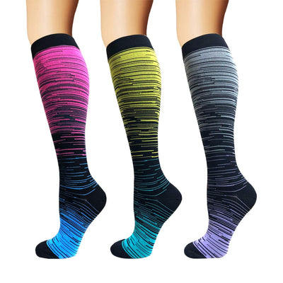 Calcetines Deportivos Unisex Degradado Multicolor - Tubo Medio en Nylon