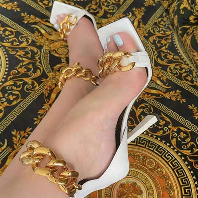 Sandalias Tacón Aguja Punta Cuadrada Talla Grande 36-43 Tendencia Europea - Image 9