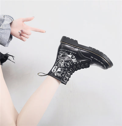 Botas de Cuero Personalizadas con Calavera Graffiti - Motociclista Unisex - Image 10