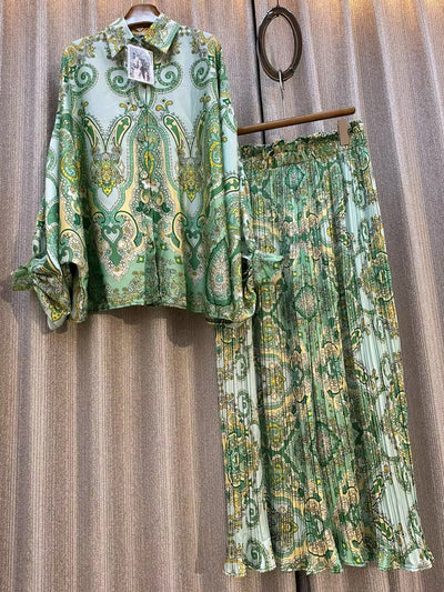 Conjunto de Dos Piezas: Blusa Estampada Personalizada + Pantalón Ancho de Cintura Alta - Image 28