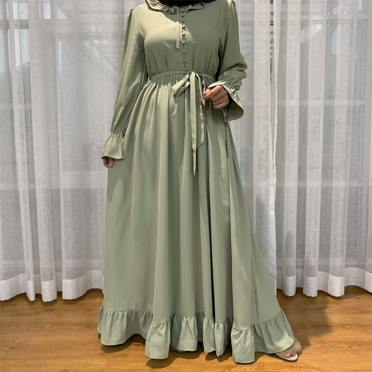 Vestido Musulmán Largo con Costuras de Contraste - Image 11