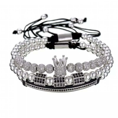 Pulsera Trenzada de Goma con Diamantes Poligonales Curvos - Image 9