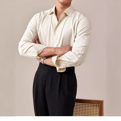 Camisa Blanca Italiana de Cuello Clásico para Hombre, Manga Larga - Image 2