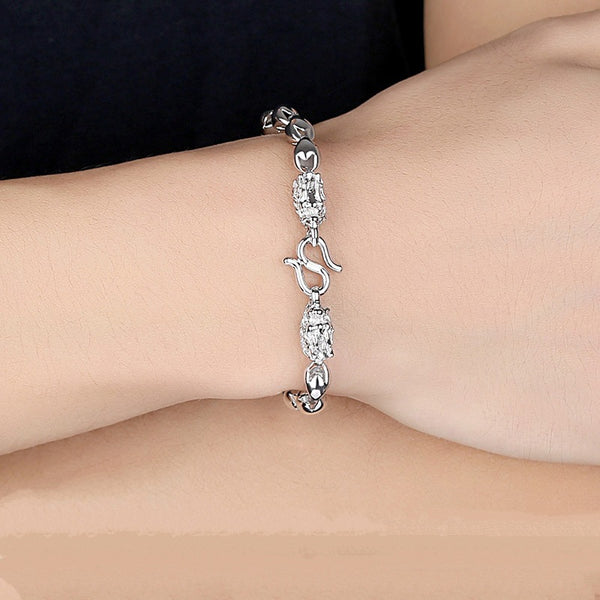 Pulsera de Hombre Cabeza de Dragón en Plata